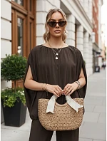Dámská viskózová souprava se širokými kalhotami, hnědá, FashionStreet AY1201 Dámská viskózová souprava se širokými kalhotami, hnědá, FashionStreet AY1201