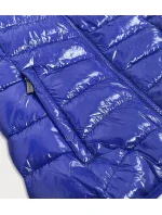 Světle modrá dámská lesklá vesta se stojáčkem (B0107)