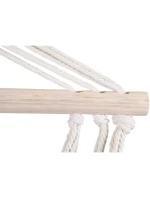 BRAZILSKÁ ZÁVĚSNÁ SEDAČKA HAMAK 100x50 cm PŘÍRODNÍ S VSTŘÍCNÝM PUSHEM BÍLÁ