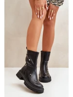 Dámské boty z eko kůže na zip s ozdobnými detaily černé Reritha Dámské boty z eko kůže na zip s ozdobnými detaily černé Reritha