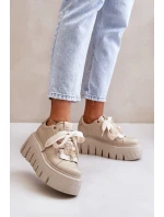 Dámské tenisky na masivní podrážce se zlatou ozdobou CheBello 4530 Béžové Dámské tenisky na masivní podrážce se zlatou ozdobou CheBello 4530 Béžové