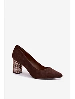 Lodičky z eko semiše na ozdobném sloupku Sergio Leone PB414 Hnědé