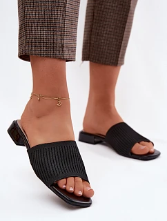 Materiálové dámské pantofle na plochém podpatku Černé Belissea