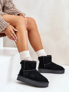 Dámské Semišové Sněhule Na Platformě Nad Kotníky Černé Rianaella