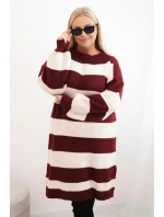 Dámské pletené šaty 8111 bordó-béžové - Kesi