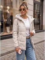 Dámská prošívaná přechodová bunda s kapucí, šedá, FashionStreet TY5798 Dámská prošívaná přechodová bunda s kapucí, šedá, FashionStreet TY5798