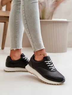 Dámské Sneakers Sportovní Obuv Z Eko Kůže Big Star OO274024 Hi-Poly System Černé