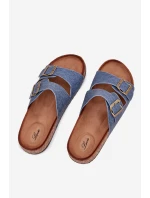 Dámské Pantofle Na Korek Platformě S Přezkami Tmavý Džínovina Vesina