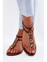 Dámské žabky s ozdobami Hnědé Dorena