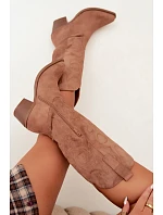 Dámské Kožené Kozačky na Podpatku Camel Wesly Dámské Kožené Kozačky na Podpatku Camel Wesly