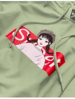 Zelená dámská sportovní mikina s kapucí (N4596) Zelená dámská sportovní mikina s kapucí (N4596)