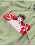 Zelená dámská sportovní mikina s kapucí (N4596)