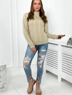 Svetr nasazený přes hlavu světle béžová