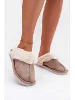 Dámské pantofle s kožíškem Khaki Carisse