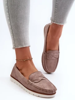 Dámské eko semišové mokasíny, tmavě béžová Nestalia