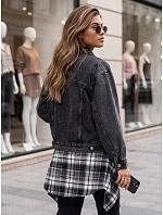 Dámská džínová bunda oversize STEFANIA, černá, FashionStreet TY6011 Dámská džínová bunda oversize STEFANIA, černá, FashionStreet TY6011