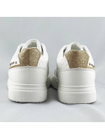 Bílo-zlaté šněrovací dámské sneakersy (RC-03)