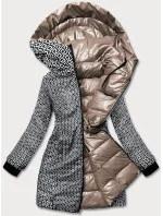 Oboustranná dámská metalická bunda v kakaové barvě (b8070-12) Oboustranná dámská metalická bunda v kakaové barvě (b8070-12)