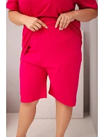 Dámská bavlněná souprava Plus Size s halenkou a šortkami fuchsiová Dámská bavlněná souprava Plus Size s halenkou a šortkami fuchsiová