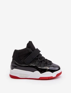 Dětské sportovní boty šněrovací černá-červená Darina