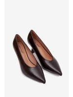 Lakované Lodičky na Podpatku Čokoládové Gavrielle