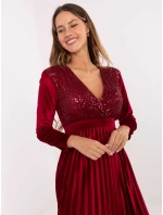 Dámské společenské šaty IT SK 16919.04P bordó - FPrice Dámské společenské šaty IT SK 16919.04P bordó - FPrice