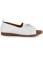 Dámské kožené polobotky s otevřenou špičkou bílé Cambell 19388