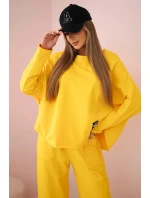 Bavlněná mikina kalhoty set tmavě žlutá