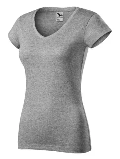 Fit V-neck tričko dámské tmavě šedý melír