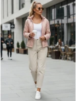 Dámská prošívaná bunda s kapucí ve světle růžové barvě FashionStreet TY5532