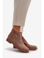 Dámské Botky Na Plochém Podpatku Perforované Hnědé S.Barski HY42-076