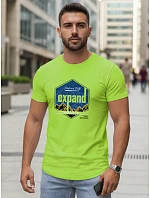 Pánské bavlněné tričko s potiskem EXPAND limetkově zelené FashionStreet NX5004R Pánské bavlněné tričko s potiskem EXPAND limetkově zelené FashionStreet NX5004R