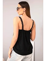 Dámská halenka na ramínkách s krajkovým zakončením černá Dámská halenka na ramínkách s krajkovým zakončením černá