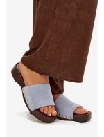 Dámské pantofle se zlatými sponami modré Ferinna