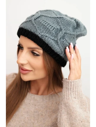 Dámská zimní čepice z vlny s proplétaným vzorem K443 šedá