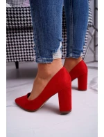 Dámské semišové lodičky na podpatku červené Florena