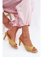 Dámské pantofle na tenkém podpatku Žluté Revina