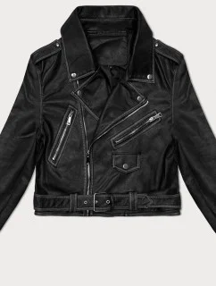 Černá vintage bunda ramoneska s opaskem J Style (11Z8125)