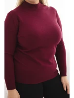 Dámský svetr Plus Size z viskózy s rolákem bordový