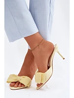 Dámské sandály na jehlovém podpatku s mašlí Žluté Jelessa