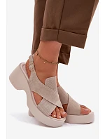 Kožené dámské sandály na platformě S.Barski LR61-7005 Béžové Kožené dámské sandály na platformě S.Barski LR61-7005 Béžové