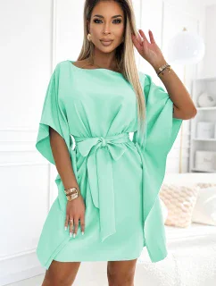 287-31 SOFIA Dámské motýlí šaty se zavazováním v pase - MINT