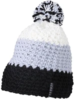 Daiber MB 7940 3-barevná háčkovaná čepice s bambulí 03.7940 black/silver/white Daiber MB 7940 3-barevná háčkovaná čepice s bambulí 03.7940 black/silver/white