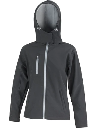 Result R 230F Dámská 3-vrstvá softshellová bunda s kapucí 30.230F black/grey Result R 230F Dámská 3-vrstvá softshellová bunda s kapucí 30.230F black/grey
