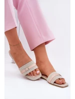 Ploché Dámské Pantofle S Páskem A Sponou Béžové Zilina