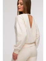 B293 Mikina s otevřenými zády - vanilka B293 Mikina s otevřenými zády - vanilka