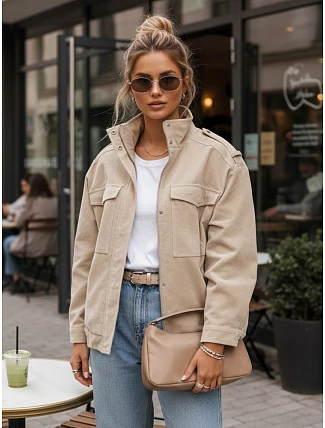 Dámská semišová bunda bomber béžová FashionStreet TY5653