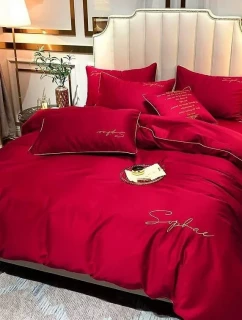 Bavlněná ložní souprava Word Výšivka z mikrovlákna FHL-2604 160x200