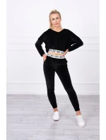 Velurová souprava s kapucí černá