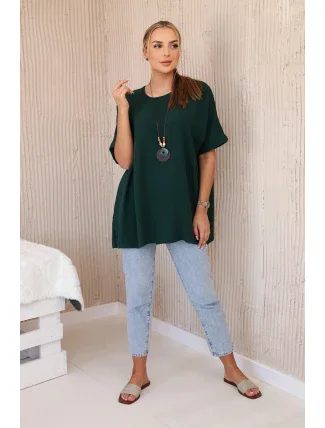 Oversized halenka s přívěskem tmavě zelená